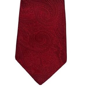 Serica 3D Paisley Necktie Mens One Size Red Pure Silk Made in Italy Office Work